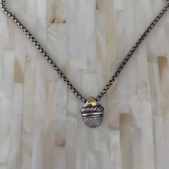 David Yurman acorn pendant encrusted with diamonds accented with 18k gold. - Picture 2 of 7